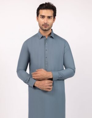 Dull Blue Kameez Shalwar