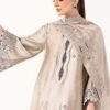 3 Piece Embroidered Self Tassel Silk Suit - Grey 3 Piece Embroidered Self Tassel Silk Suit - Grey