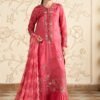 3 Piece Embroidered Tissue Silk Suit - Pink