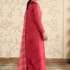 3 Piece Embroidered Tissue Silk Suit - Pink