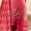 3 Piece Embroidered Tissue Silk Suit - Pink