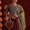 3 Piece Embroidered Raw Silk Suit - Maroon 3 Piece Embroidered Raw Silk Suit - Maroon