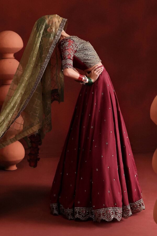 3 Piece Embroidered Raw Silk Suit - Maroon 3 Piece Embroidered Raw Silk Suit - Maroon