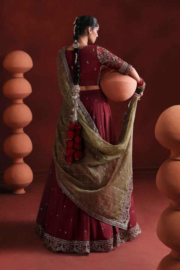3 Piece Embroidered Raw Silk Suit - Maroon 3 Piece Embroidered Raw Silk Suit - Maroon