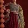 3 Piece Embroidered Raw Silk Suit - Maroon 3 Piece Embroidered Raw Silk Suit - Maroon