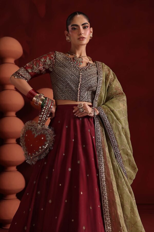 3 Piece Embroidered Raw Silk Suit - Maroon 3 Piece Embroidered Raw Silk Suit - Maroon