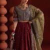 3 Piece Embroidered Raw Silk Suit - Maroon 3 Piece Embroidered Raw Silk Suit - Maroon