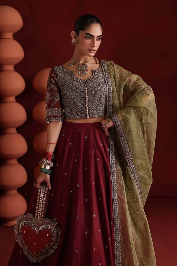 3 Piece Embroidered Raw Silk Suit - Maroon 3 Piece Embroidered Raw Silk Suit - Maroon