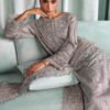 3 Piece Embroidered Tissue Silk Suit - Grey