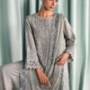 3 Piece Embroidered Tissue Silk Suit - Grey