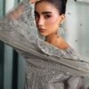 3 Piece Embroidered Tissue Silk Suit - Grey