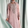 3 Piece Embroidered Tissue Silk Suit - Pink (Culottes)