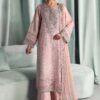 3 Piece Embroidered Tissue Silk Suit - Pink (Culottes)