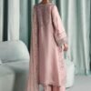 3 Piece Embroidered Tissue Silk Suit - Pink (Culottes)