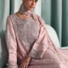 3 Piece Embroidered Tissue Silk Suit - Pink (Culottes)