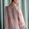 3 Piece Embroidered Tissue Silk Suit - Pink (Culottes)