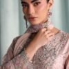 3 Piece Embroidered Tissue Silk Suit - Pink (Culottes)