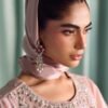 3 Piece Embroidered Tissue Silk Suit - Pink (Culottes)