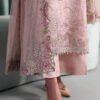 3 Piece Embroidered Tissue Silk Suit - Pink (Culottes)