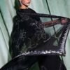Embellished Chiffon Saree - Black
