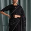 Embellished Chiffon Saree - Black