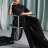 Embellished Chiffon Saree - Black