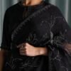 Embellished Chiffon Saree - Black