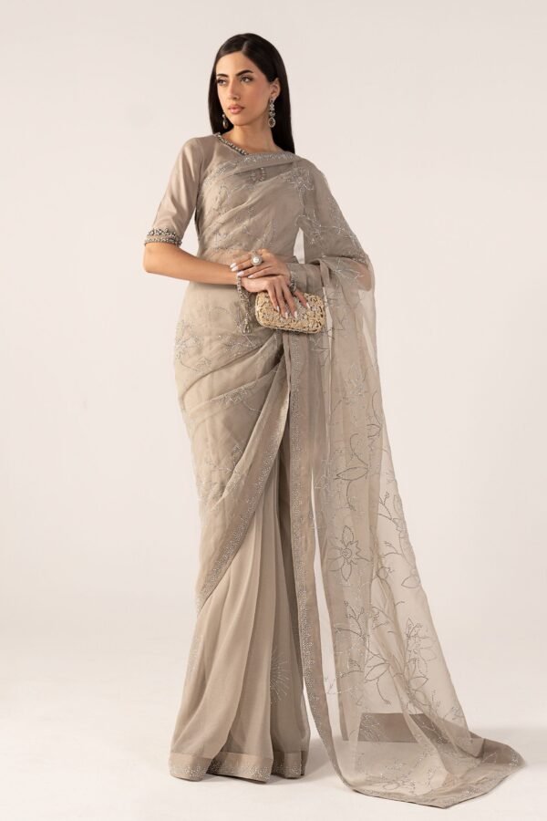 Embellished Chiffon Saree - Grey Embellished Chiffon Saree - Grey