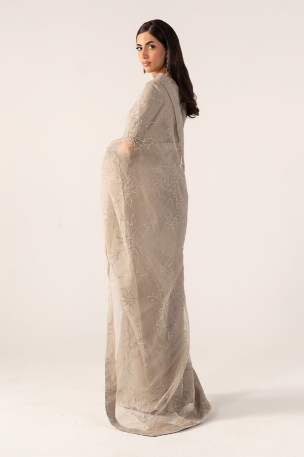 Embellished Chiffon Saree - Grey Embellished Chiffon Saree - Grey