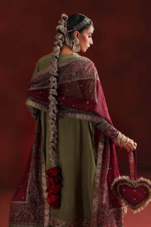 3 Piece Embroidered Raw Silk Suit - Green 3 Piece Embroidered Raw Silk Suit - Green