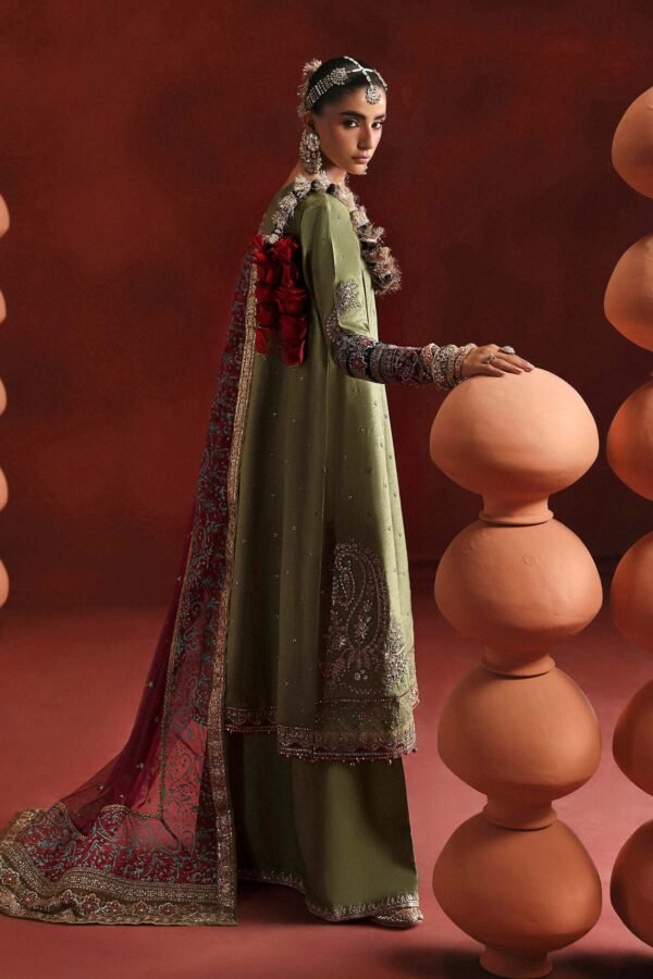 3 Piece Embroidered Raw Silk Suit - Green 3 Piece Embroidered Raw Silk Suit - Green