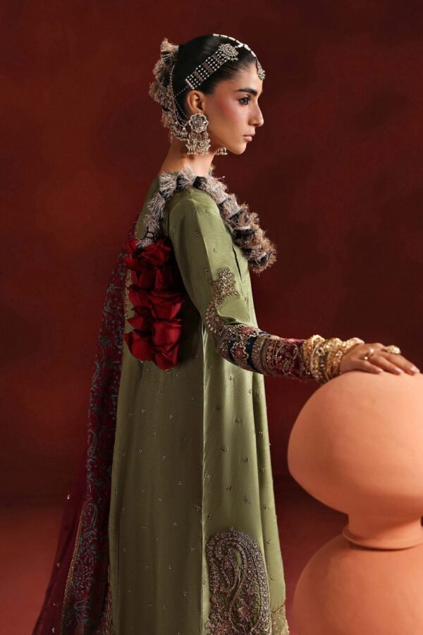 3 Piece Embroidered Raw Silk Suit - Green 3 Piece Embroidered Raw Silk Suit - Green