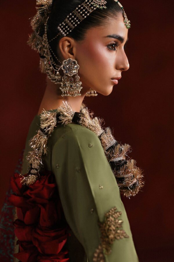 3 Piece Embroidered Raw Silk Suit - Green 3 Piece Embroidered Raw Silk Suit - Green