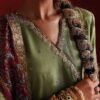 3 Piece Embroidered Raw Silk Suit - Green 3 Piece Embroidered Raw Silk Suit - Green