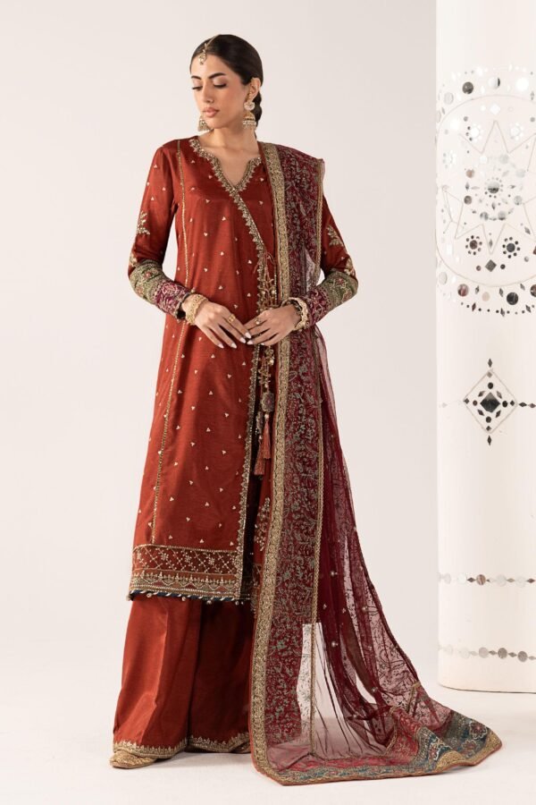 3 Piece Embroidered Raw Silk Suit - Mustard 3 Piece Embroidered Raw Silk Suit - Mustard