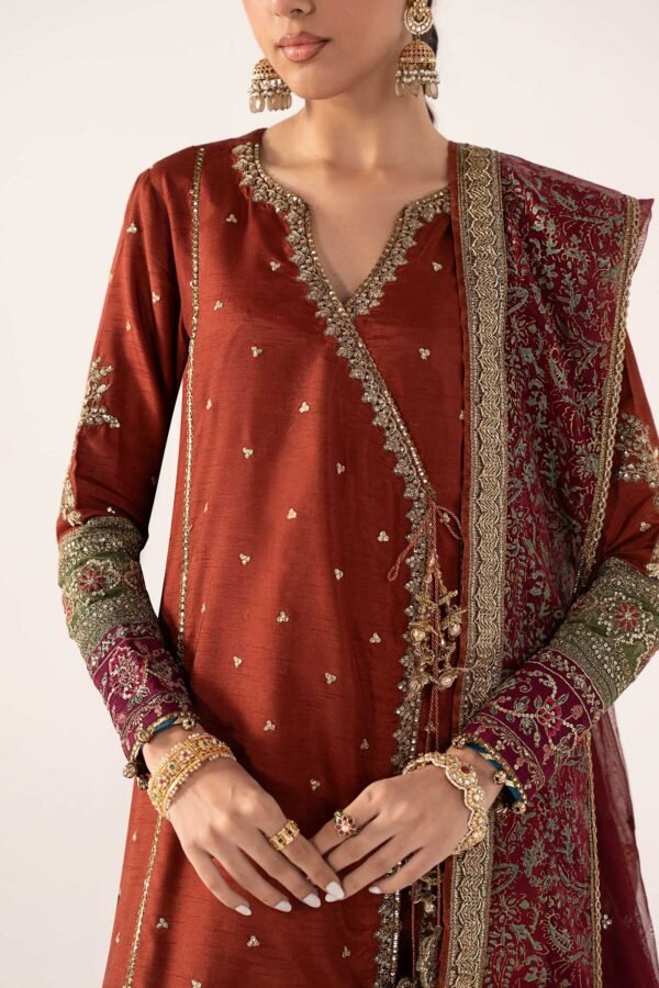 3 Piece Embroidered Raw Silk Suit - Mustard 3 Piece Embroidered Raw Silk Suit - Mustard