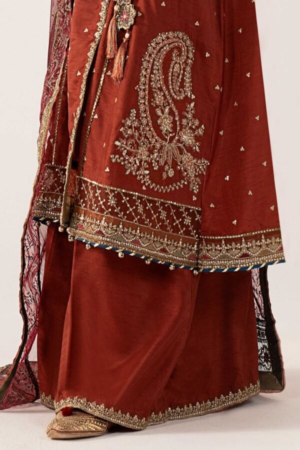 3 Piece Embroidered Raw Silk Suit - Mustard 3 Piece Embroidered Raw Silk Suit - Mustard