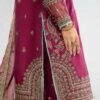 3 Piece Embroidered Raw Silk Suit - Pink (Gharara) 3 Piece Embroidered Raw Silk Suit - Pink (Gharara)