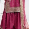 3 Piece Embroidered Raw Silk Suit - Pink (Gharara) 3 Piece Embroidered Raw Silk Suit - Pink (Gharara)