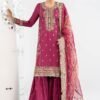 3 Piece Embroidered Raw Silk Suit - Pink (Gharara) 3 Piece Embroidered Raw Silk Suit - Pink (Gharara)