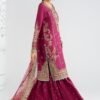 3 Piece Embroidered Raw Silk Suit - Pink (Gharara) 3 Piece Embroidered Raw Silk Suit - Pink (Gharara)