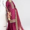 3 Piece Embroidered Raw Silk Suit - Pink (Gharara) 3 Piece Embroidered Raw Silk Suit - Pink (Gharara)