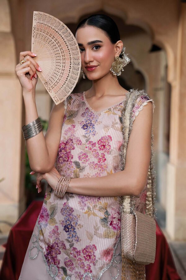 2 Piece Embroidered Textured Silk Suit - Peach 2 Piece Embroidered Textured Silk Suit - Peach