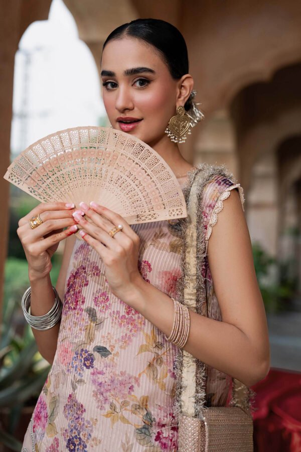 2 Piece Embroidered Textured Silk Suit - Peach 2 Piece Embroidered Textured Silk Suit - Peach