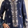 3 Piece Embroidered Tissue Silk Suit - Blue