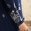 3 Piece Embroidered Tissue Silk Suit - Blue