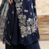 3 Piece Embroidered Tissue Silk Suit - Blue