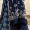 3 Piece Embroidered Tissue Silk Suit - Blue
