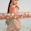 3 Piece Embroidered Raw Silk Suit - Orange