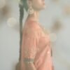 3 Piece Embroidered Raw Silk Suit - Orange
